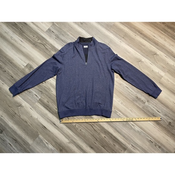 Men's 1/4 Zip Pullover Shirt Size L Mock Neck Long Sleeve Blue SUPER SOFT COMFY - Picture 2 of 16